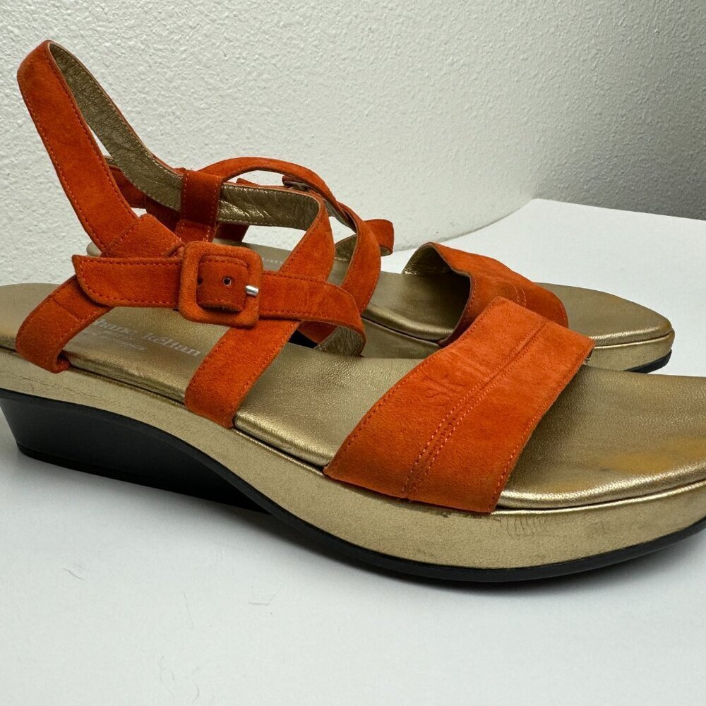 Stephane Kelian France Orange Suede Sandals Shoes Size 7.5